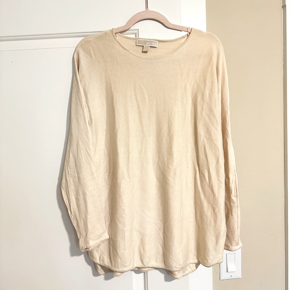 Michael Kors LARGE cotton blend knit cream colored pullover sweater